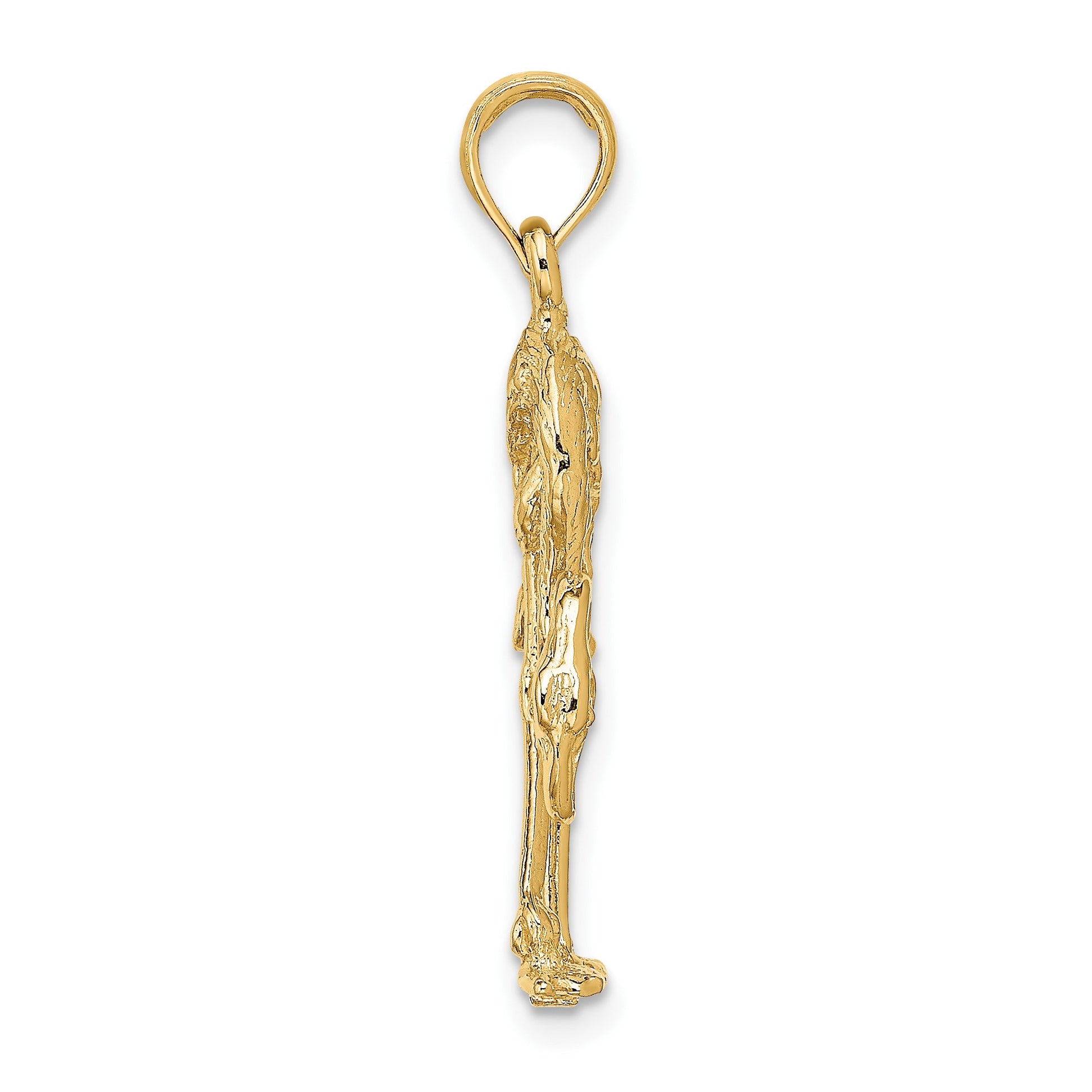 14K 3-D Textured Flamingo Charm