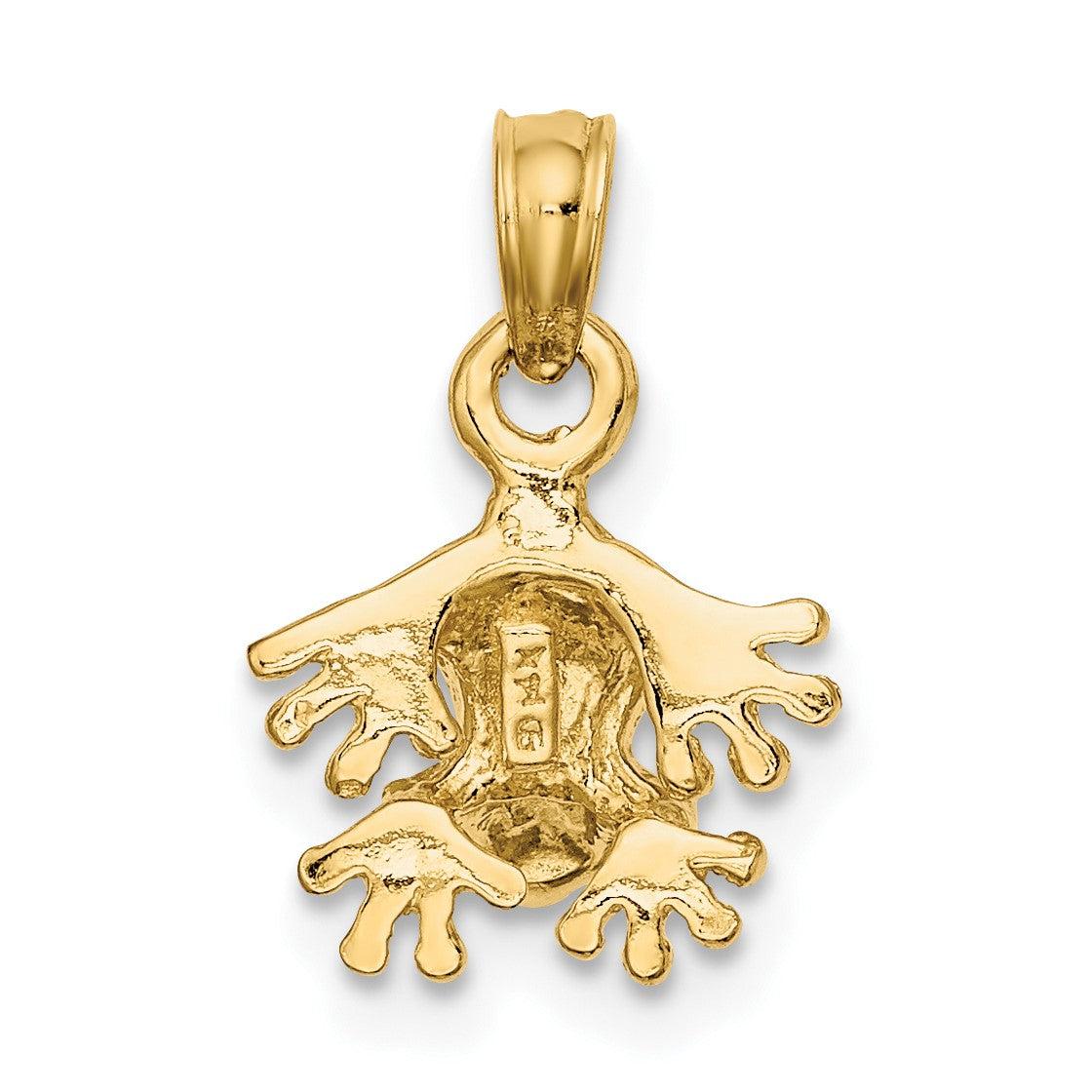 14K 3-D Textured Mini Frog Facing Down Charm