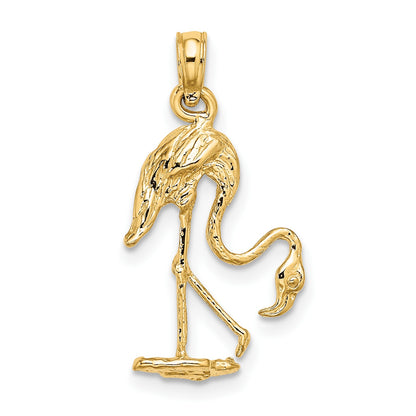 14K 3-D Textured Flamingo Charm