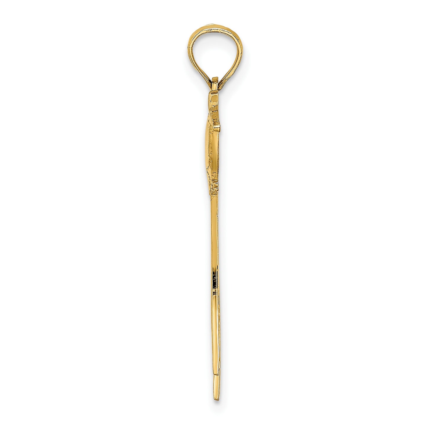 14K Polished Bird with Long Tail Charm