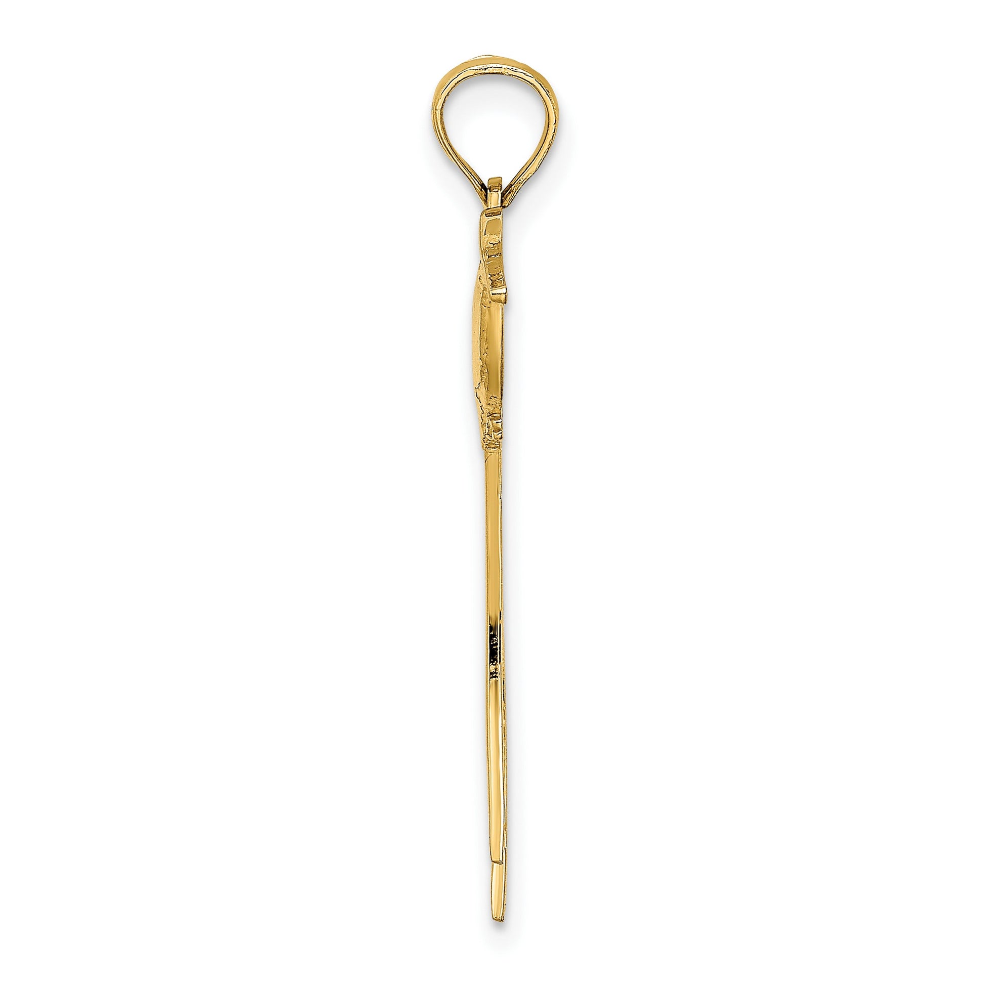 14K Polished Bird with Long Tail Charm