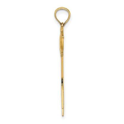 14K Polished Bird with Long Tail Charm