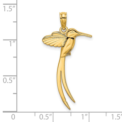 14K Polished Bird with Long Tail Charm