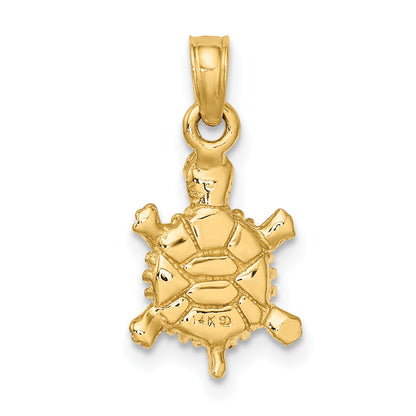 14K 3-D Polished Land Turtle Charm