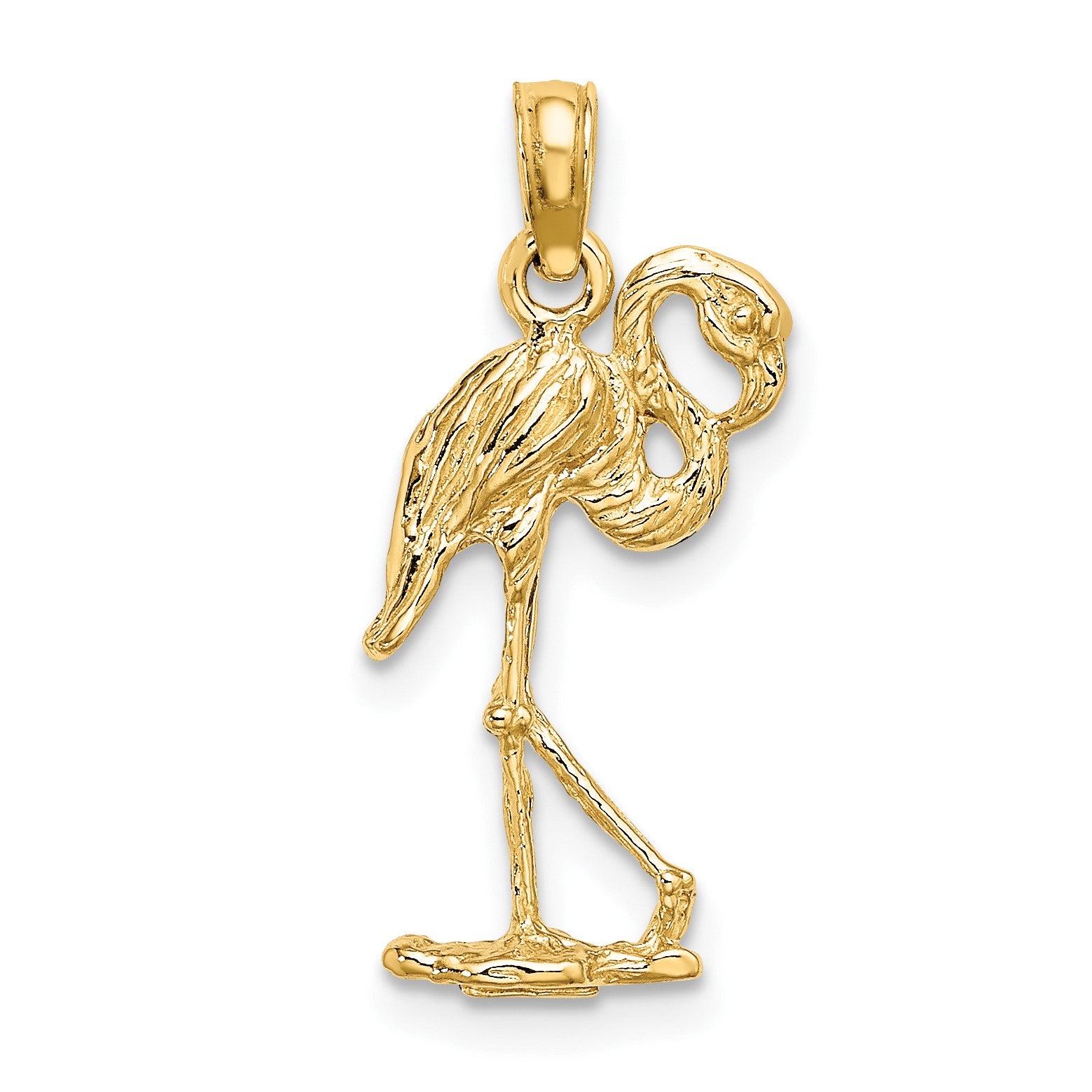 14K 3-D Flamingo with Head Up Charm