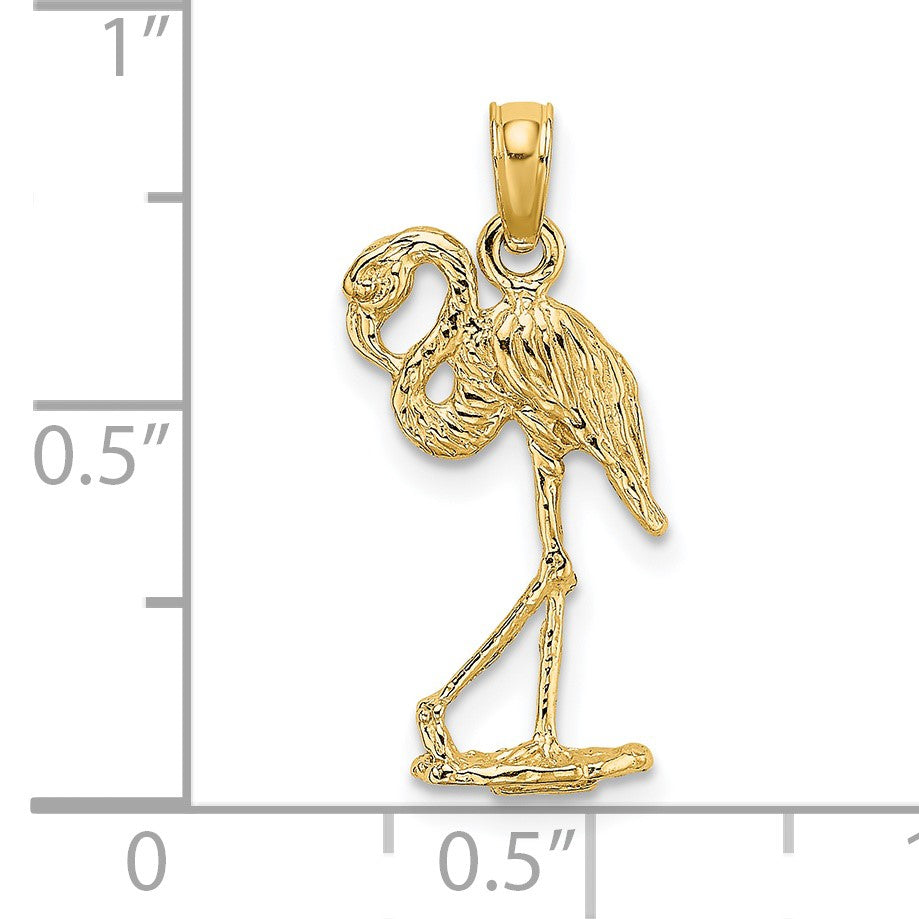 14K 3-D Flamingo with Head Up Charm