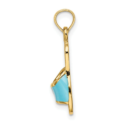 14k  3-D Aqua Enameled Summer Slipper Charm