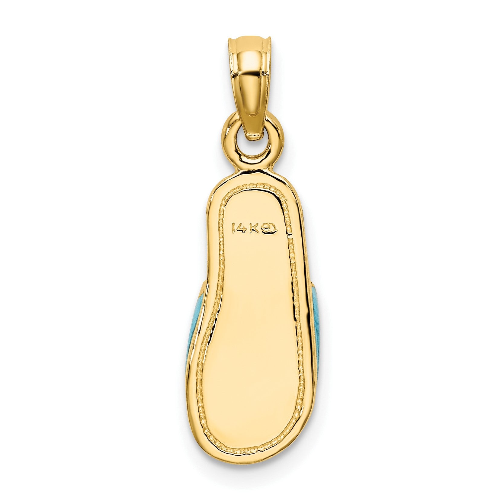 14k  3-D Aqua Enameled Summer Slipper Charm