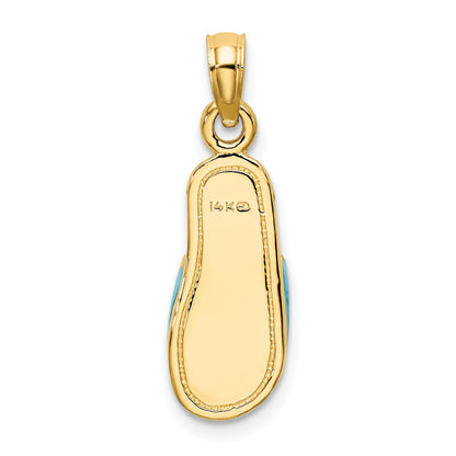 14k  3-D Aqua Enameled Summer Slipper Charm