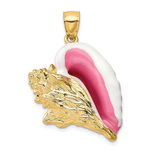 14K 3-D Enamel Large Conch Shell Charm