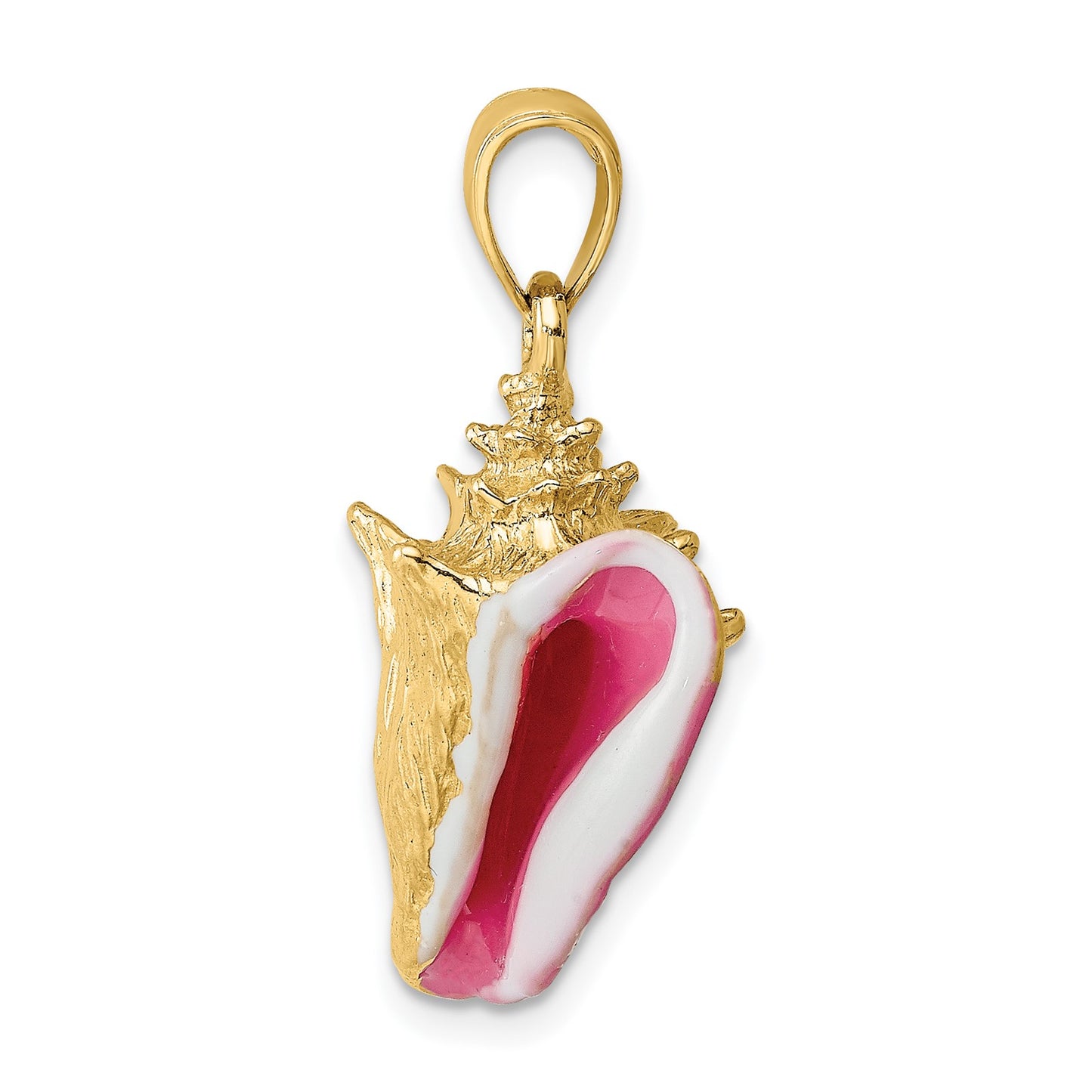 14K 3-D Pink and White Enamel Conch Shell Charm