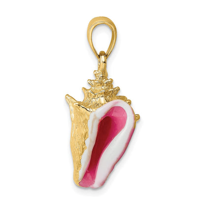 14K 3-D Pink and White Enamel Conch Shell Charm