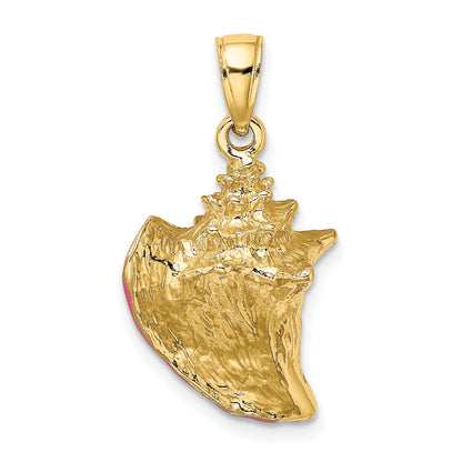 14K 3-D Pink and White Enamel Conch Shell Charm