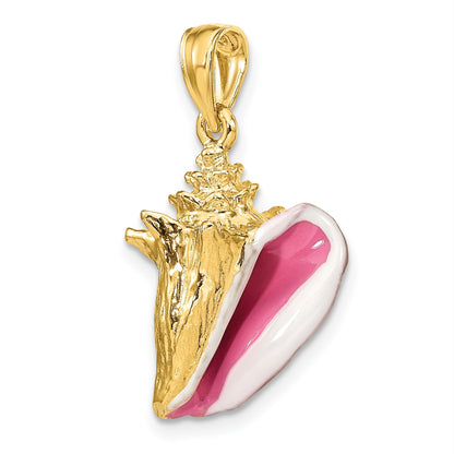 14K 3-D Pink and White Enamel Conch Shell Charm