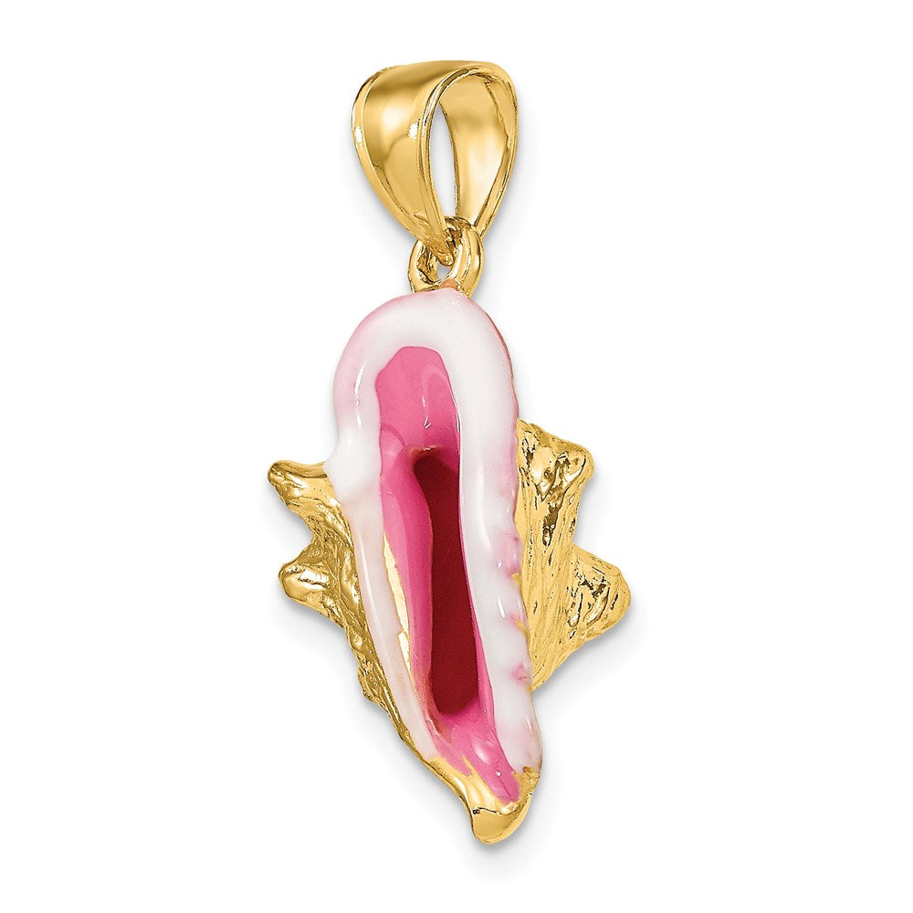 14K 3-D Enamel Conch Shell Charm