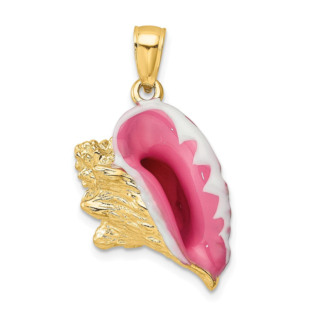 14K 3-D Enamel Conch Shell Charm