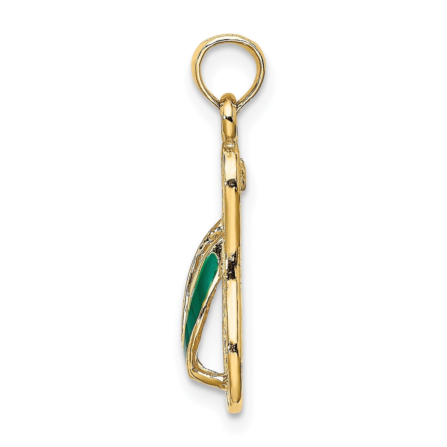 14k  3-D Green Enameled Single Flip-Flop Charm
