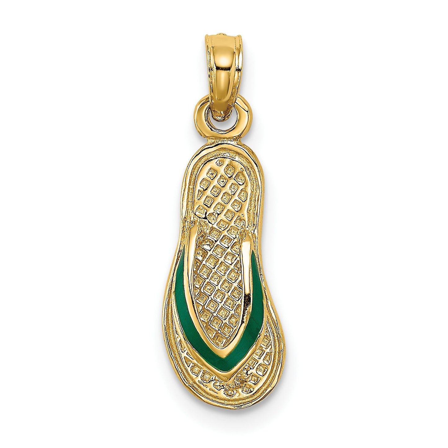 14k  3-D Green Enameled Single Flip-Flop Charm