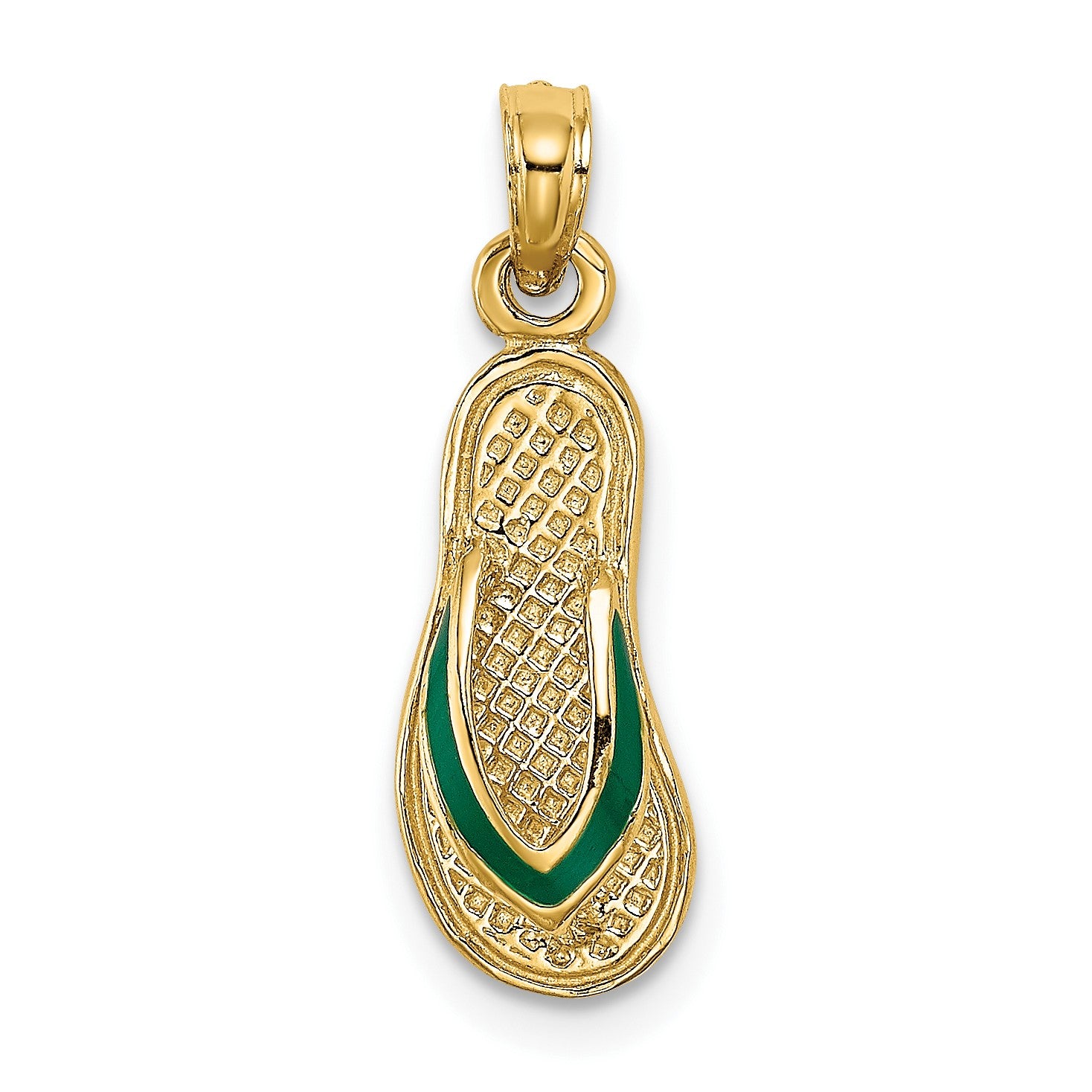 14k  3-D Green Enameled Single Flip-Flop Charm