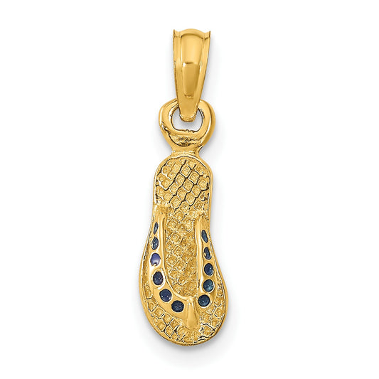 14k  3-D Blue Enamel Single Flip-Flop Charm