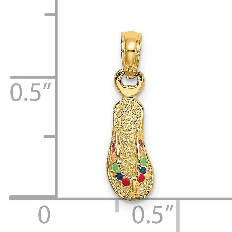 14k  3-D Multi-Color Enamel Single Flip-Flop Charm