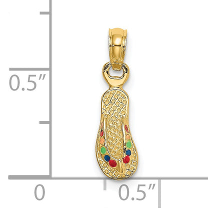 14k  3-D Multi-Color Enamel Single Flip-Flop Charm