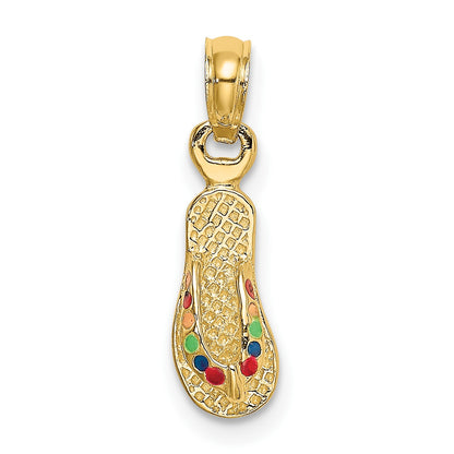 14k  3-D Multi-Color Enamel Single Flip-Flop Charm