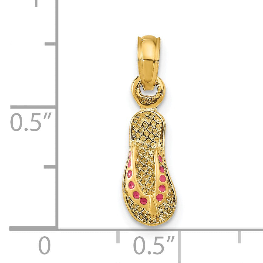 14k  3-D Pink Enameled Single Flip-Flop Charm