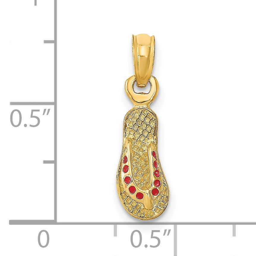 14k  3-D Red Enamel Single Flip-Flop Charm