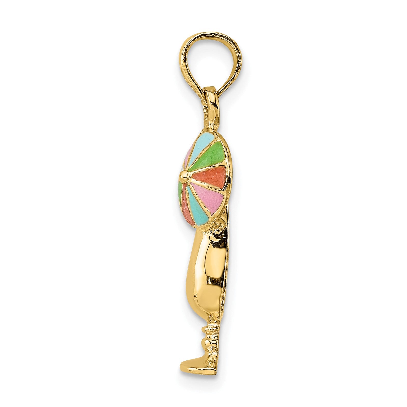 14K Tropical Drink with Multi-Colored Enamel Umbrella Charm