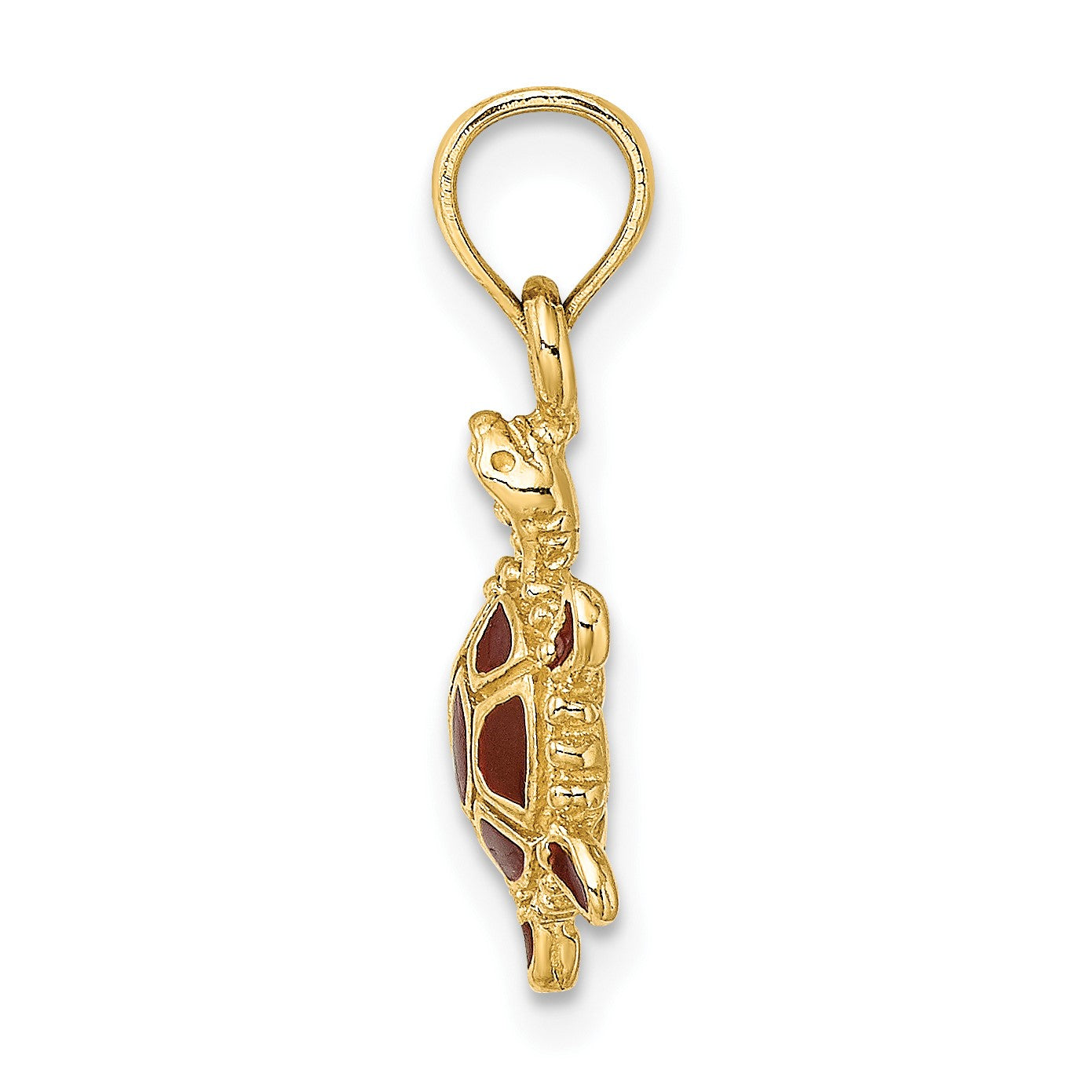 14K Small 3-D Brown Enameled Tortoise Charm
