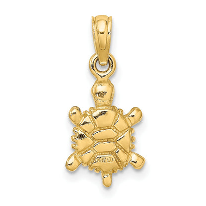 14K Small 3-D Brown Enameled Tortoise Charm