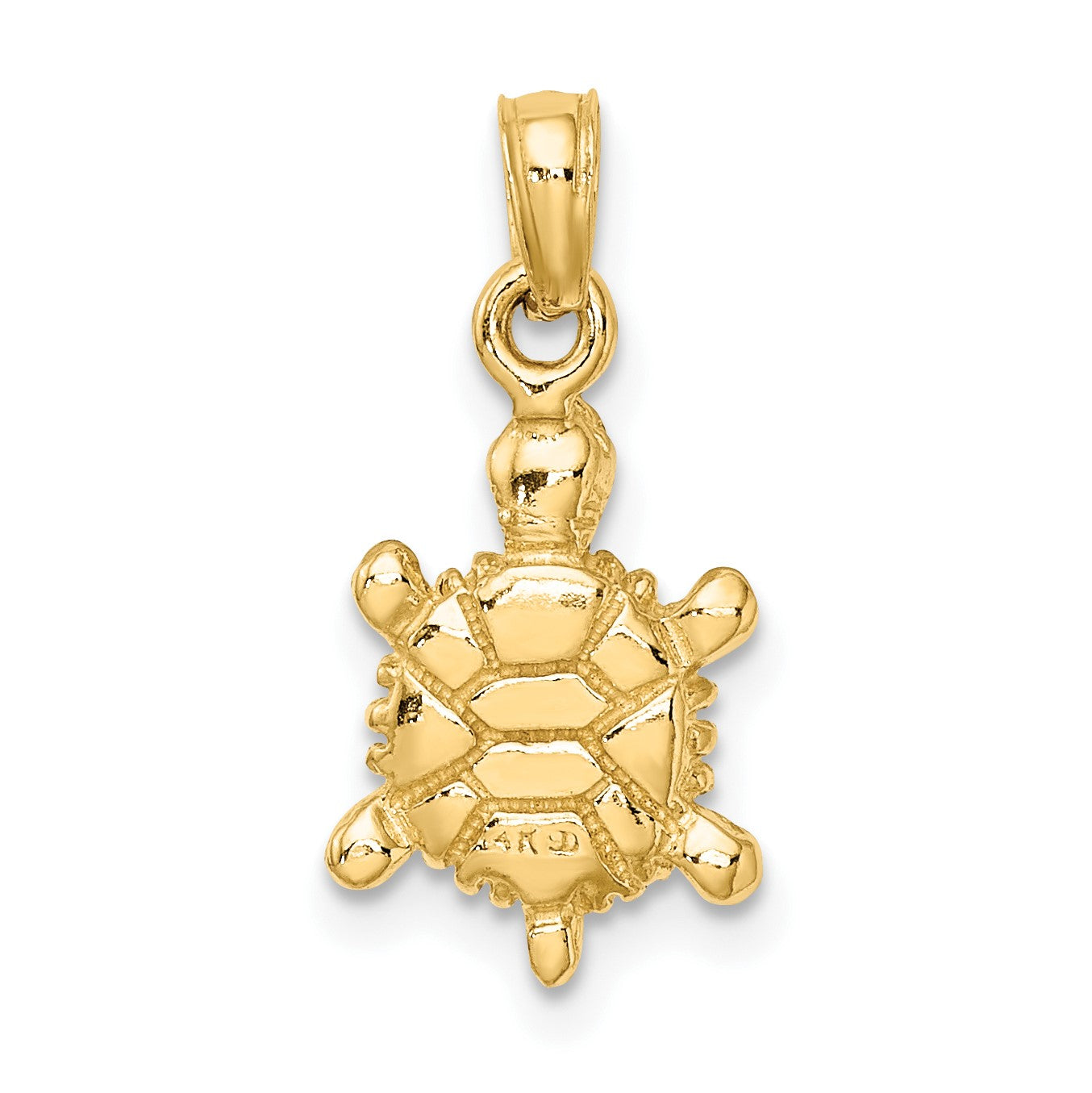 14K Small Green Enameled 3-D Land Turtle Charm