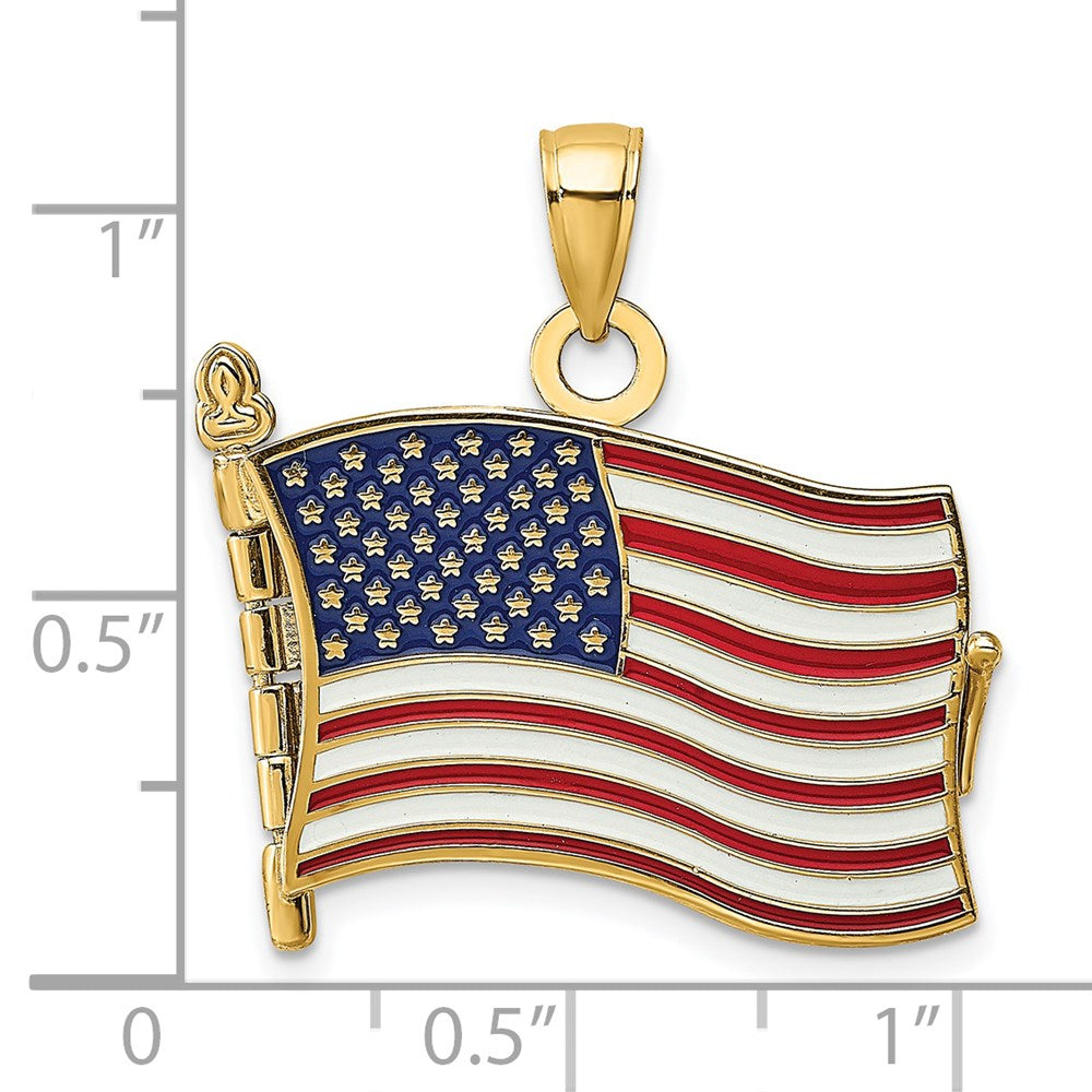 14K w/ Enamel 3-D Pledge Of Allegiance Flag Book Charm