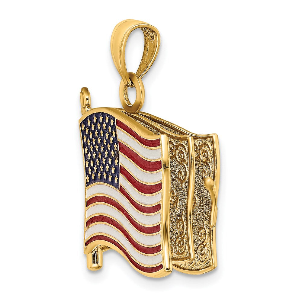 14K w/ Enamel 3-D Pledge Of Allegiance Flag Book Charm