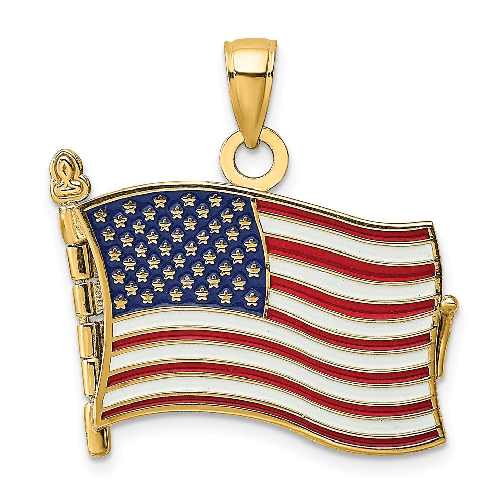 14K w/ Enamel 3-D Pledge Of Allegiance Flag Book Charm