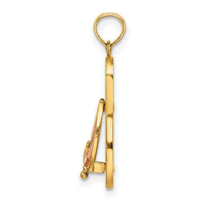 14K 3-D Enamel Anchor On Blue Polka-Dot Flip-Flop Charm