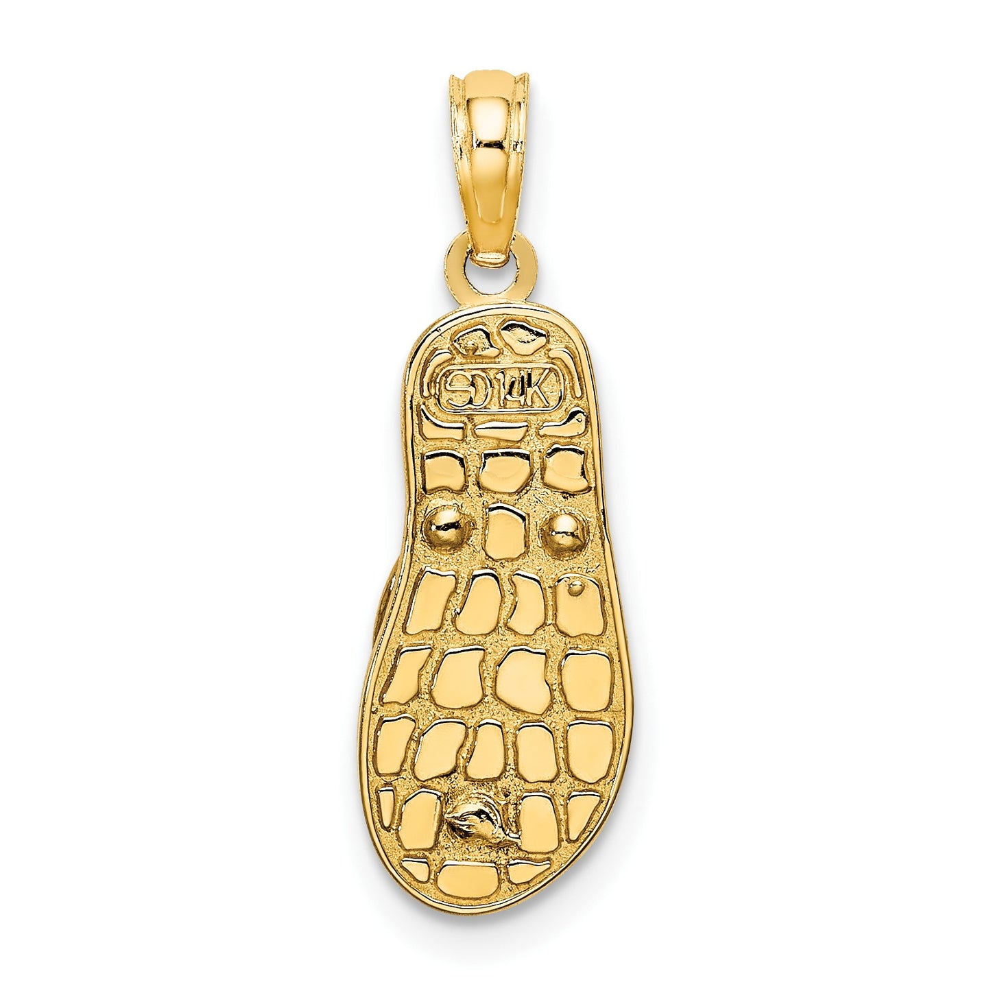 14K 3-D Enamel Shell On Blue Polka-Dot Flip-Flop Charm