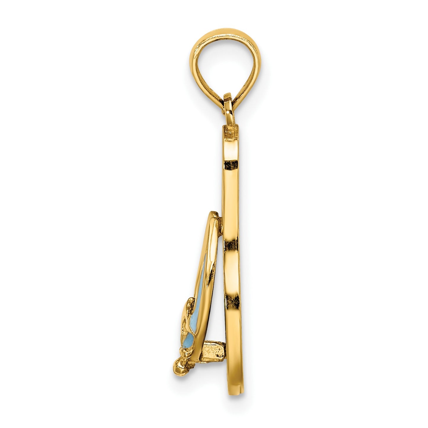 14K 3-D Enamel Anchor On Stripe Flip-Flop Charm