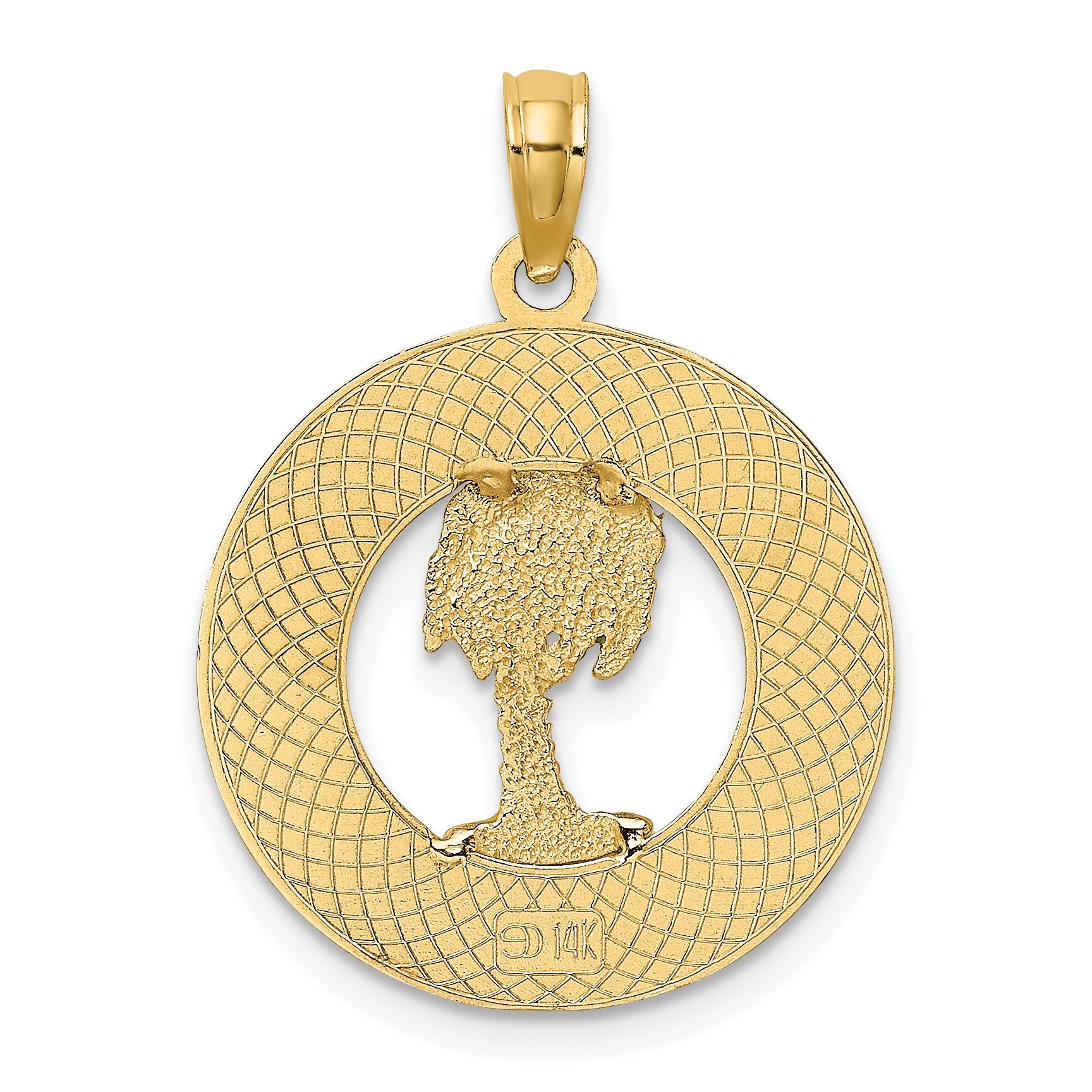 14K FLORIDA Enamel Palm Tree Circle Charm