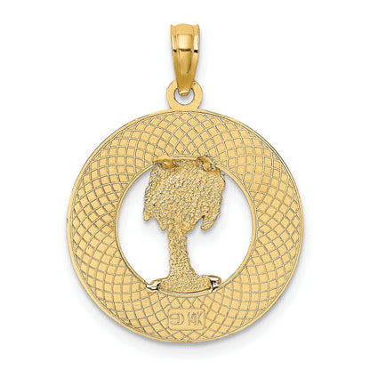 14K FLORIDA Enamel Palm Tree Circle Charm