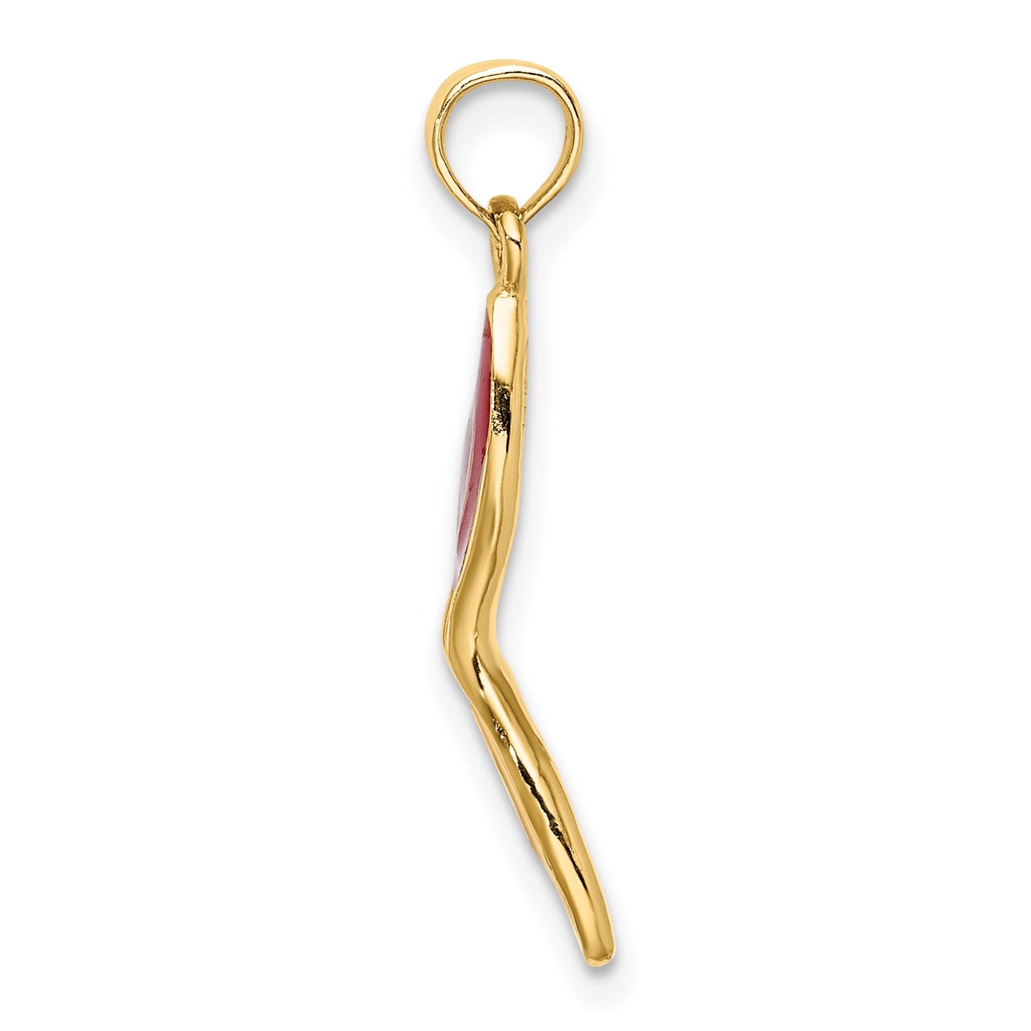 14K 3-D and Beveled with Red Enamel Masquerade Mask Pendant