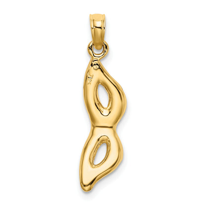 14K 3-D and Beveled with Red Enamel Masquerade Mask Pendant