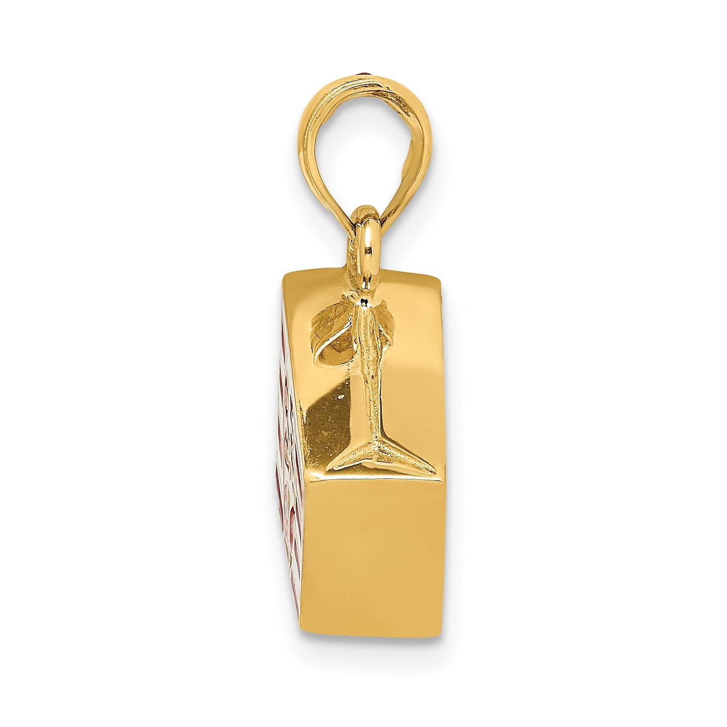 14K 3-D Red and White Enameled Bag of Popcorn Charm