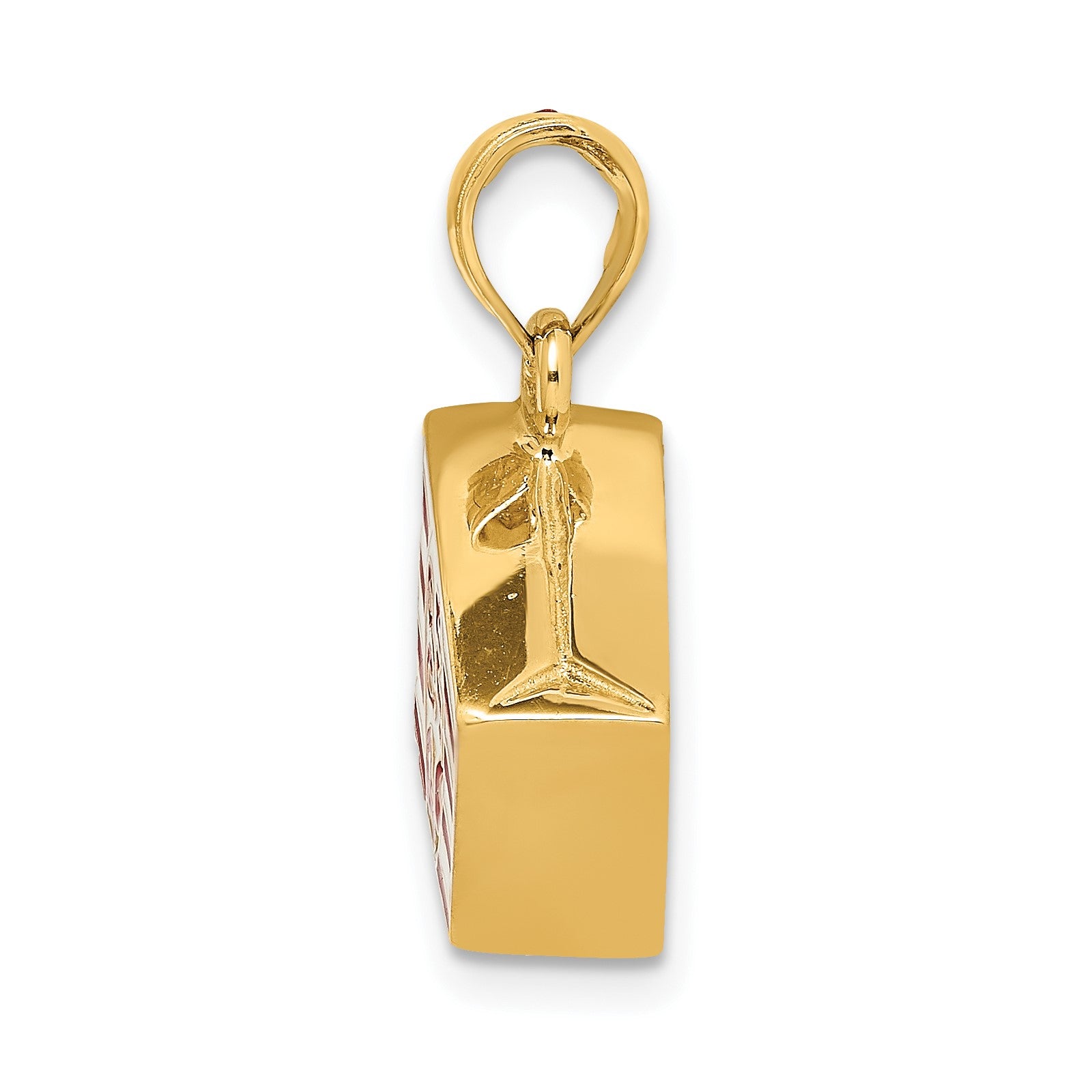 14K 3-D Red and White Enameled Bag of Popcorn Charm