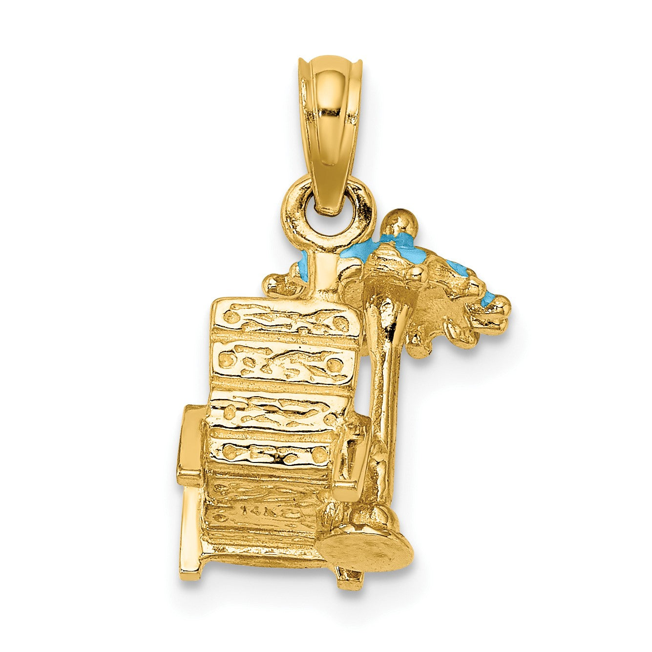 14K 3-D Beach Chair with Aqua Enameled Umbrella Charm