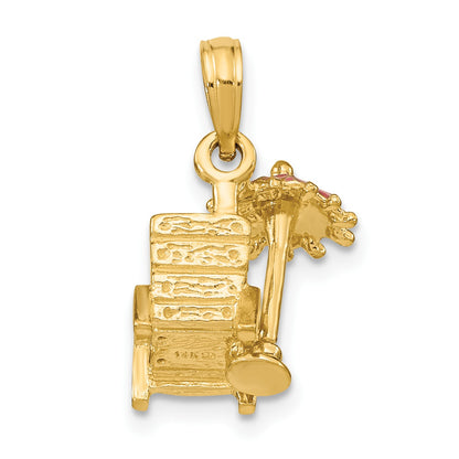 14K 3-D Beach Chair with Pink Enameled Umbrella Charm