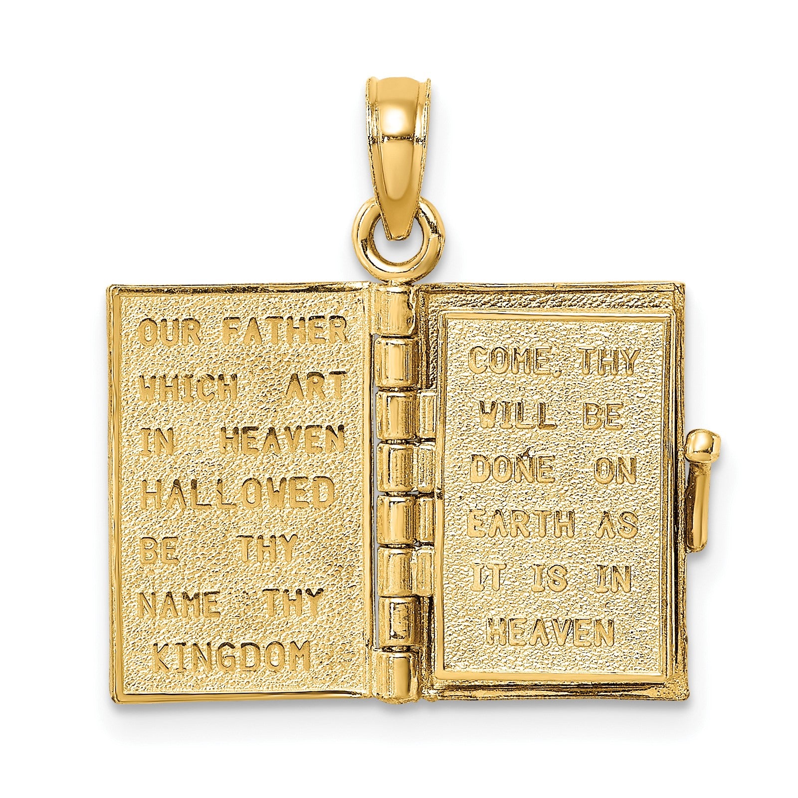 14K Blue Enameled 3-D Bible with Lord's Prayer and Moveable Pages Pendant
