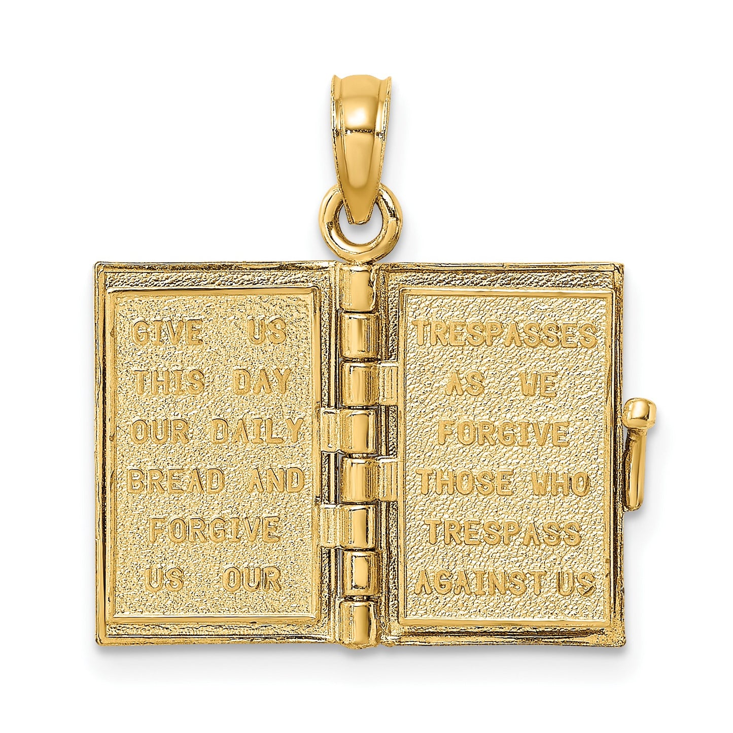 14K Blue Enameled 3-D Bible with Lord's Prayer and Moveable Pages Pendant