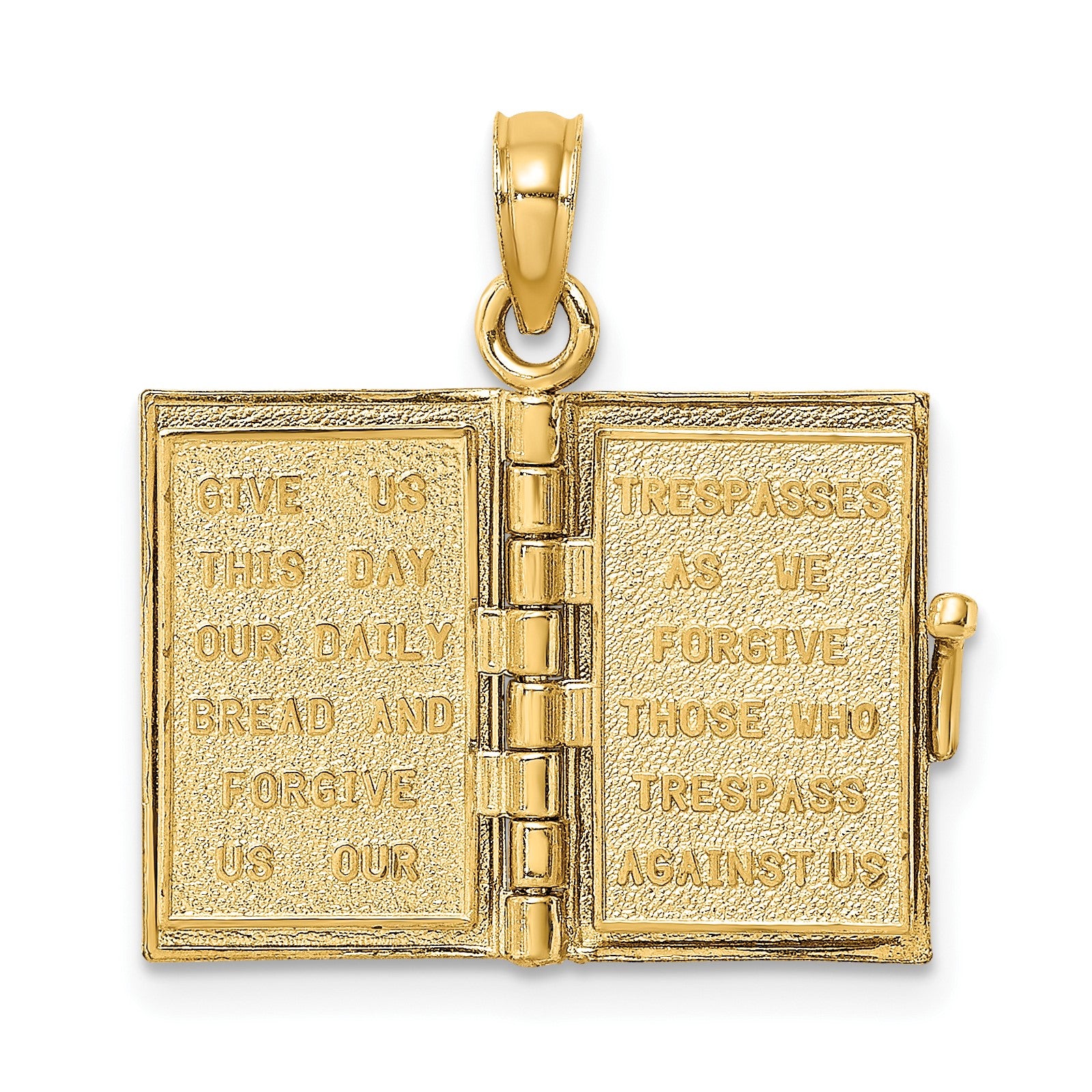 14K Blue Enameled 3-D Bible with Lord's Prayer and Moveable Pages Pendant